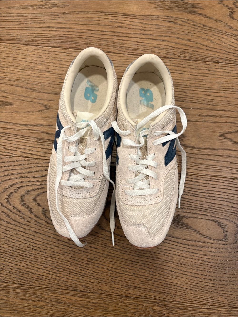 New Balance Women’s Cream and Navy Classic Lace-Up Sneakers